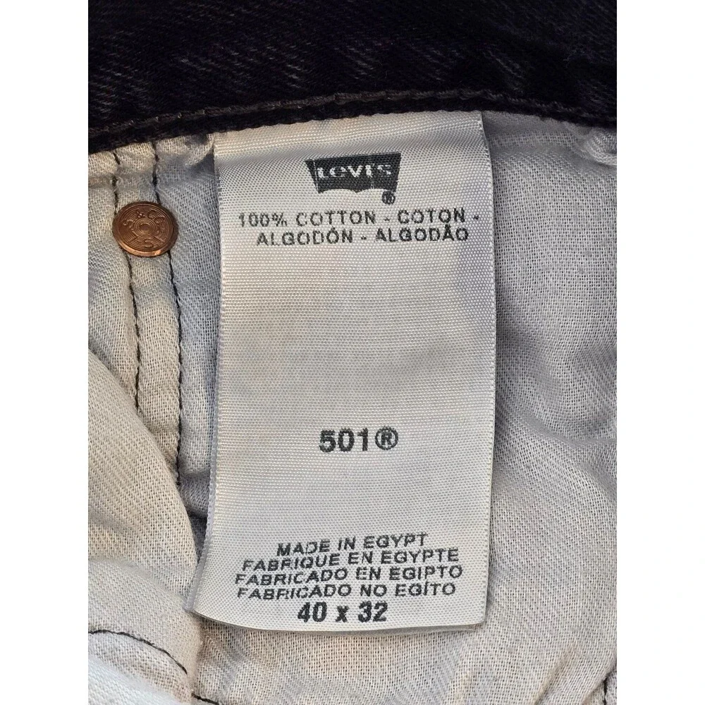 Levi's 501 Original Fit Dark Indigo Wash Straight Leg Jeans Made In Egypt 40x32